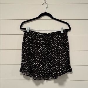 Free People Polka Dot Black and White Mini Skirt Ruffle Drawstring Size L